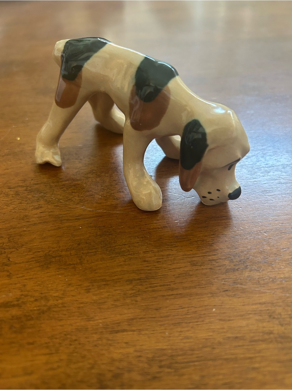 Ceramic Spotted Dog Figurine - Brown, Black & Cream